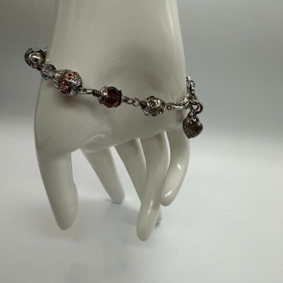 Brighton‎ Jewel Fantasy Beaded Bracelet Silver Tone Faceted Purple Green Beads - Picture 4 of 12